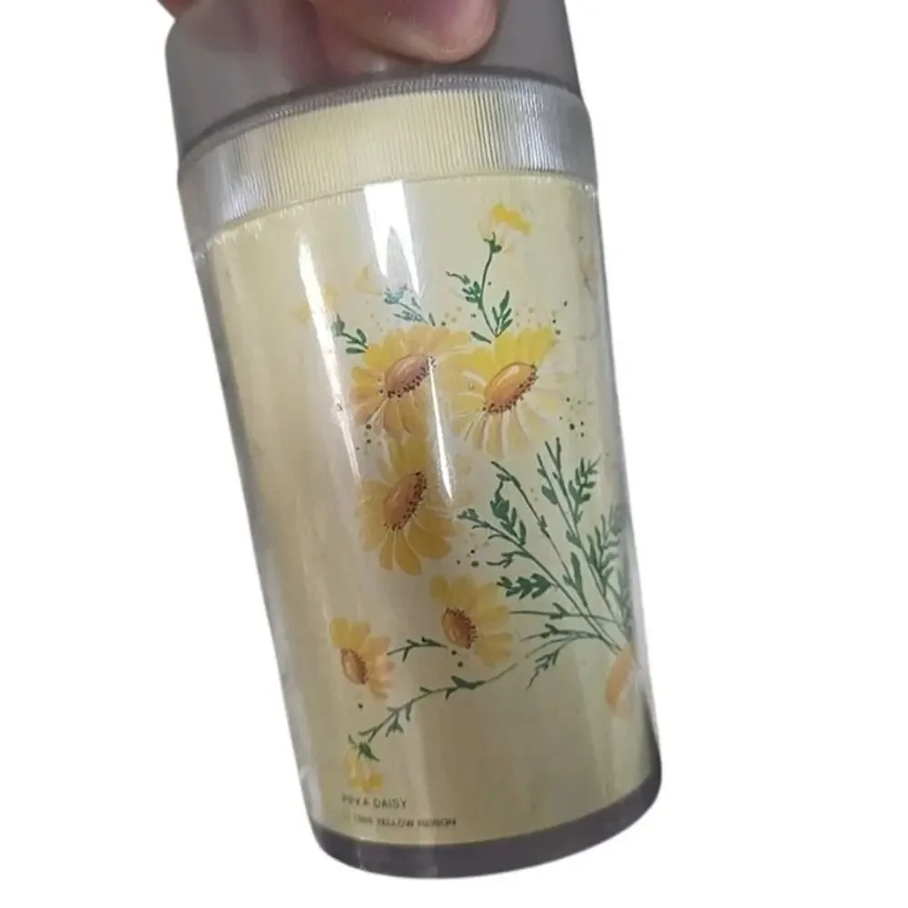 Lot of 4 Vintage Yellow Daisies Floral Drinking Beverage Drinkware Tumblers Cups